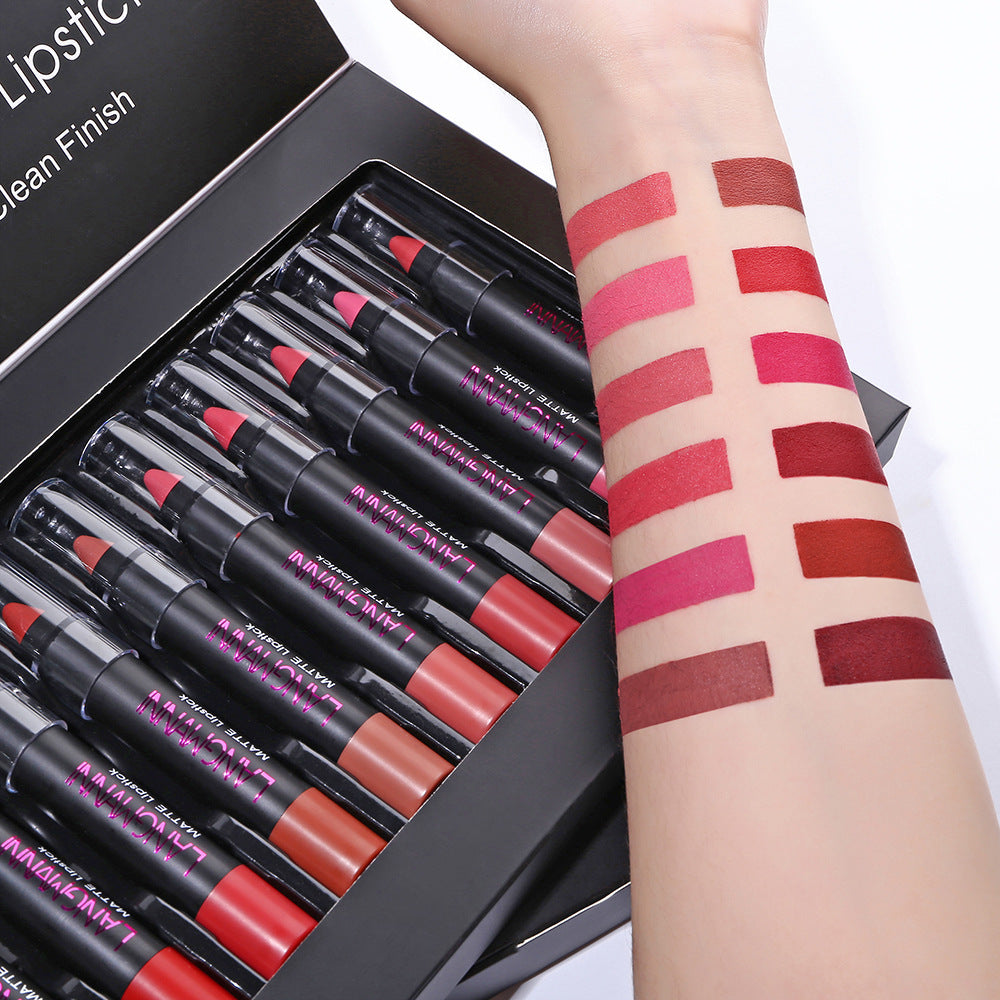 Non-Stick Cup Matte Lipstick And Lip Gloss Set, 12 Pcs