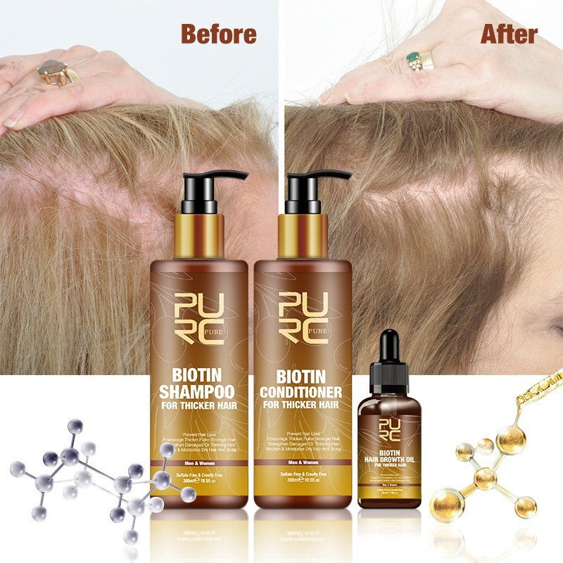 PURC Hair Care Ginger Biotin Three-piece Shampoo Conditioner- prevent hair loss, nourish and strength damaged hair