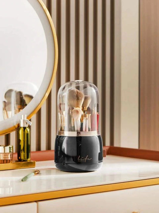 1Pccosmetic Storage Dustproof Rotating Compartment Brush Tube Lipstick Eye Shadow Makeup Brush Bucket Desktop Shelf