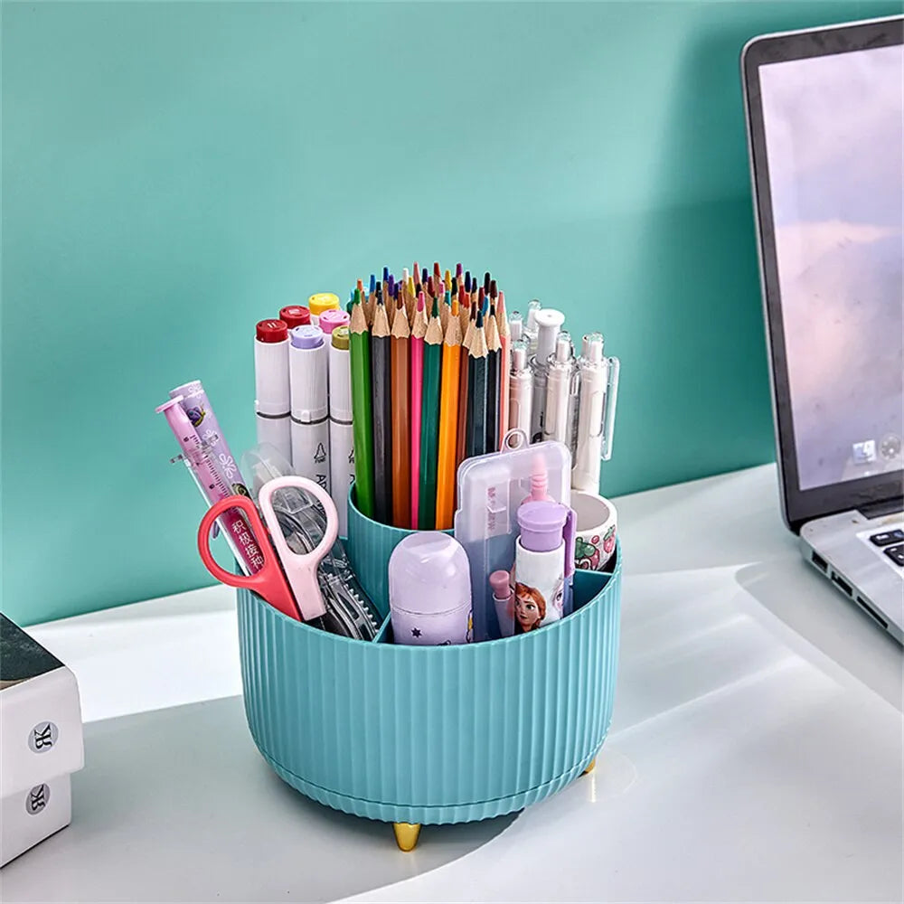 360°Rotating Desktop Makeup Brushes Organizer Cosmetic Storage Box Portable Lipstick Holder Skincare Pen Organizer Stand