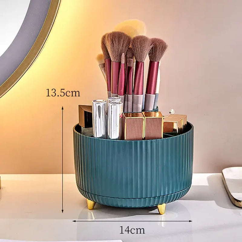 360°Rotating Desktop Makeup Brushes Organizer Cosmetic Storage Box Portable Lipstick Holder Skincare Pen Organizer Stand