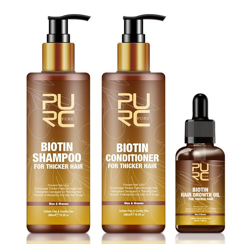 PURC Hair Care Ginger Biotin Three-piece Shampoo Conditioner- prevent hair loss, nourish and strength damaged hair