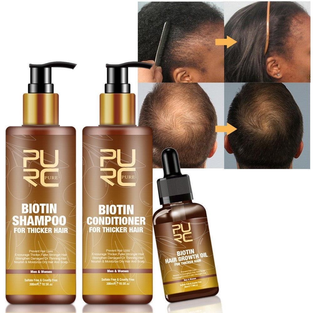 PURC Hair Care Ginger Biotin Three-piece Shampoo Conditioner- prevent hair loss, nourish and strength damaged hair