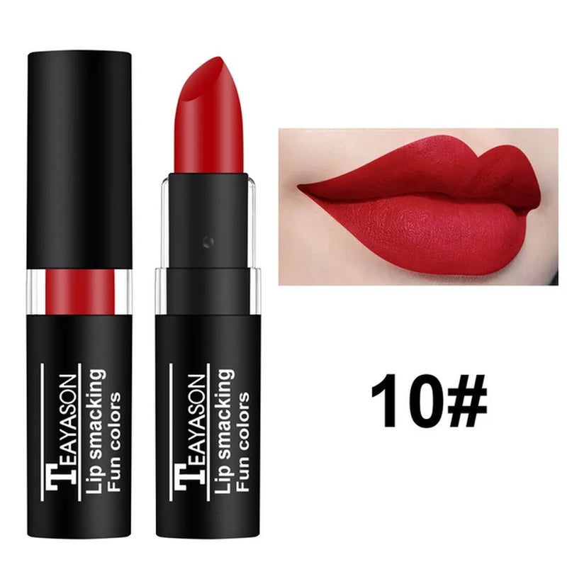 1PC Matte Nude Lipsticks 12 Colors Waterproof Long Lasting Non-Stick Cup Sexy Vampire Red Black Velvet Lipstick Makeup Cosmetic