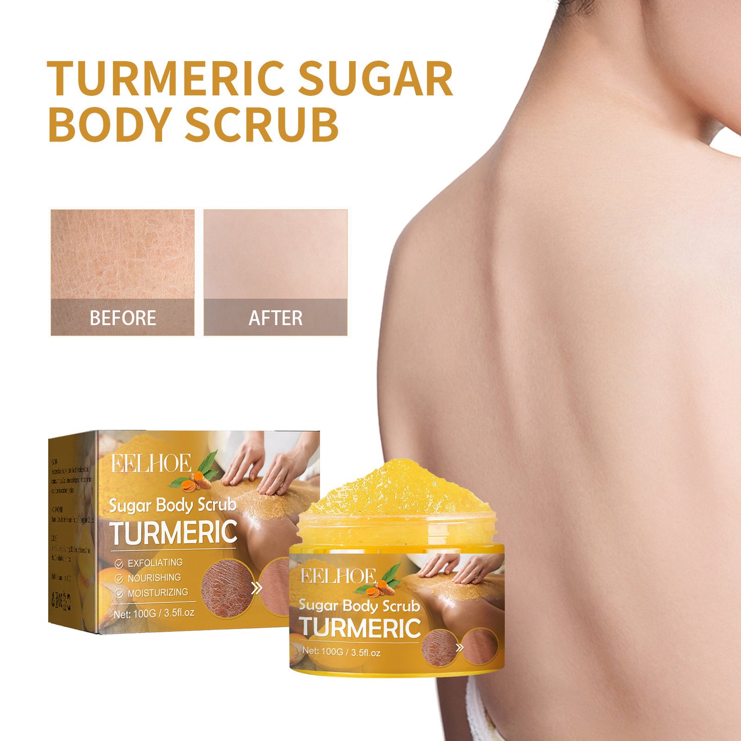 Turmeric Body Scrub Cream Smallpox Diluting Moisturizing Refreshing Smooth Skin Rejuvenation Cleansing Body Cutin