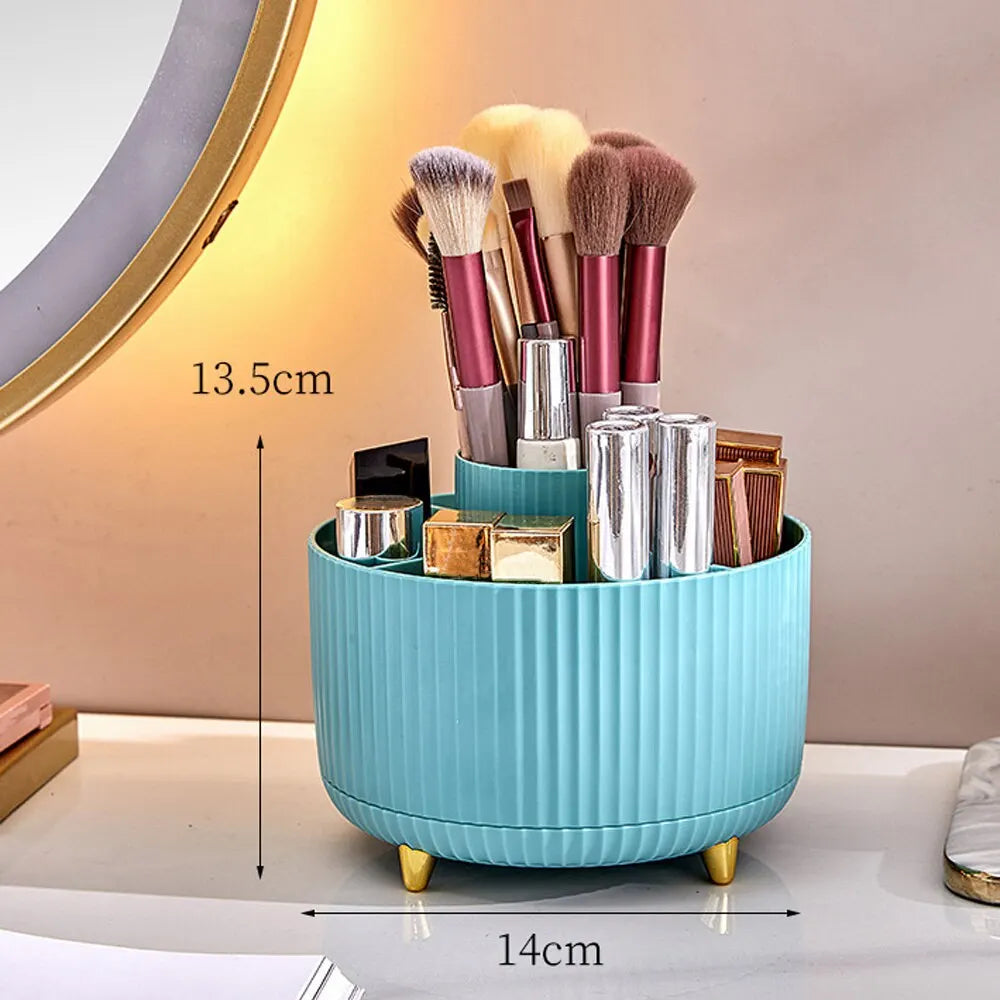 360°Rotating Desktop Makeup Brushes Organizer Cosmetic Storage Box Portable Lipstick Holder Skincare Pen Organizer Stand